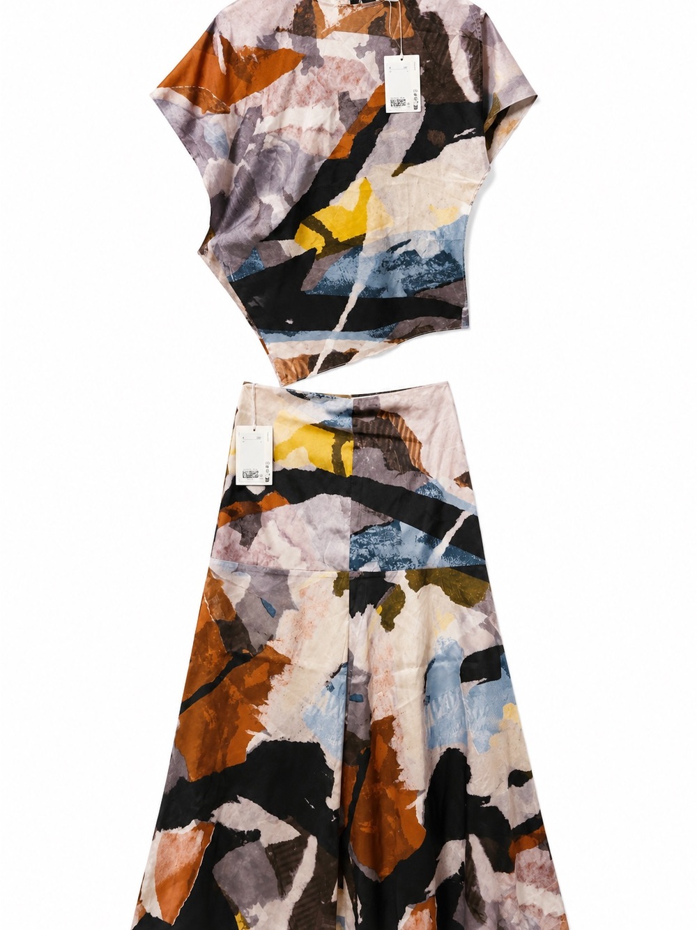 COS Multicolor Abstract A-Line Skirt Set - Rust, Navy, Black, Cream, Yellow